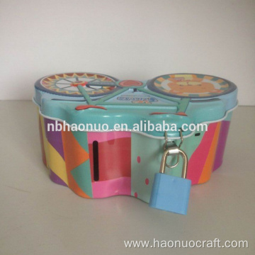 Caja de dinero del banco de monedas de lata de hierro de pintura plástica